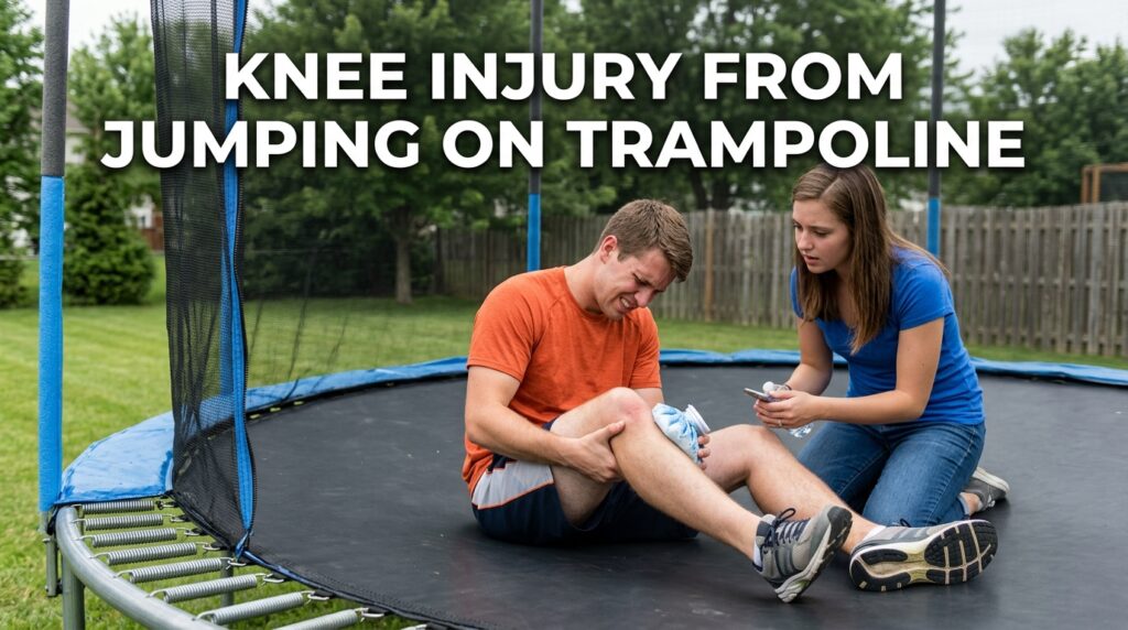 Knee injury from jumping on trampoline