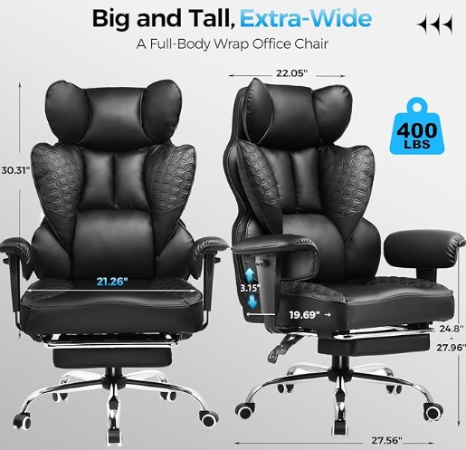 GTPLAYER Big and Tall Gaming Chair - best gaming chair for lower back pain