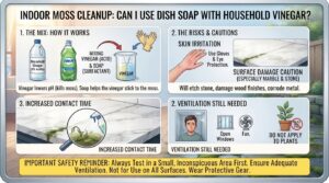 Can I use dish soap mixed with household vinegar to clean up indoor moss