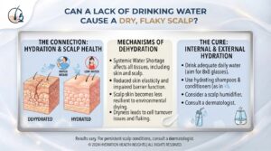 Can a lack of drinking water cause a dry, flaky scalp