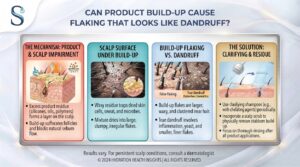 Can product build-up cause flaking that looks like dandruff