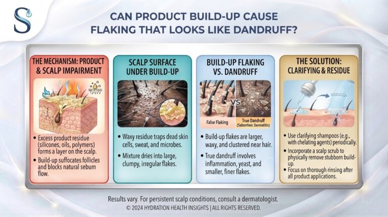Can product build-up cause flaking that looks like dandruff?