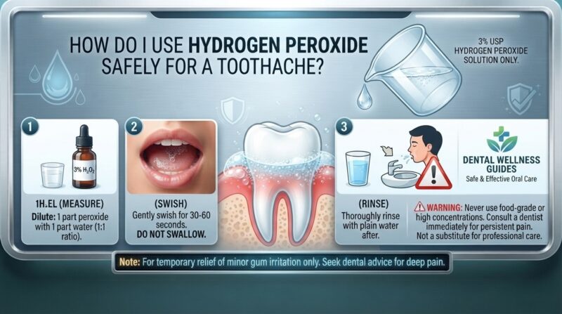How do I use hydrogen peroxide safely for a toothache