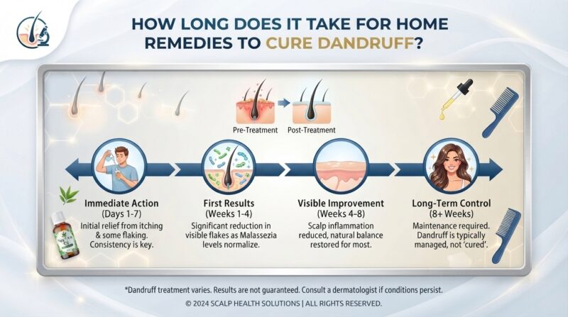 How long does it take for home remedies to cure dandruff