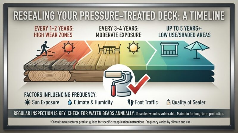 How often do I need to reapply sealer on a pressure-treated deck
