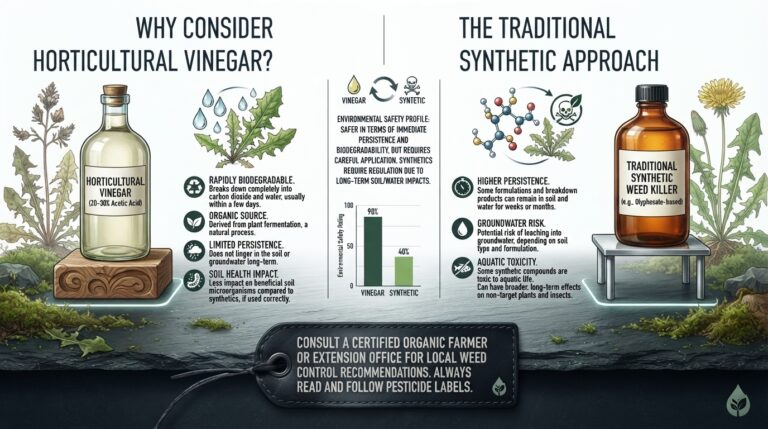 Is horticultural vinegar safer for the environment than traditional synthetic weed killers?