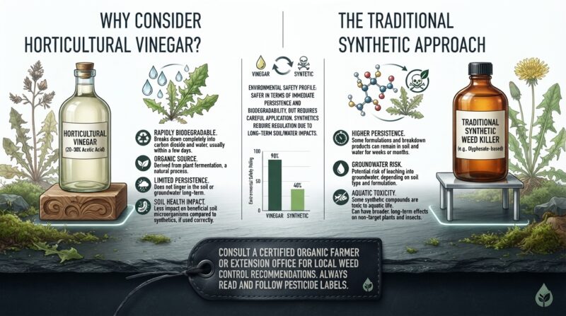 Is horticultural vinegar safer for the environment than traditional synthetic weed killers