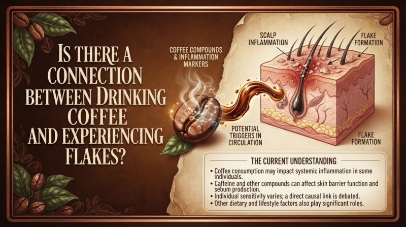Is there a connection between drinking coffee and experiencing flakes
