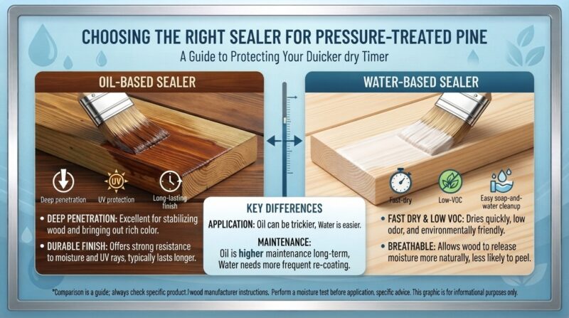 Should I choose oil-based or water-based sealer for pressure-treated pine