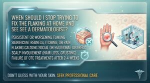 When should I stop trying to fix the flaking at home and see a dermatologist