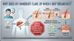 Why does my dandruff seem to flare up when I skip breakfast
