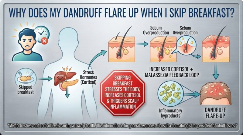 Why does my dandruff seem to flare up when I skip breakfast