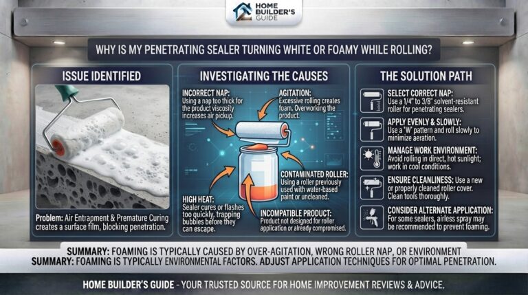 Why is my penetrating sealer turning white or foamy while rolling?