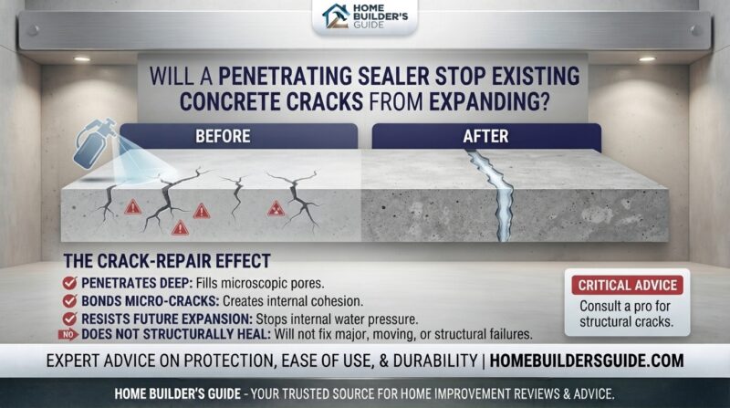 Will a penetrating sealer stop existing concrete cracks from expanding