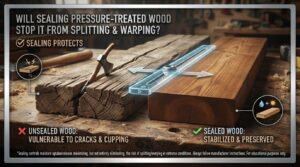 Will sealing pressure-treated wood stop it from splitting and warping