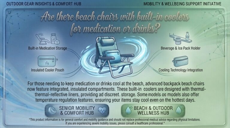 Are there beach chairs with built-in coolers for medication or drinks?