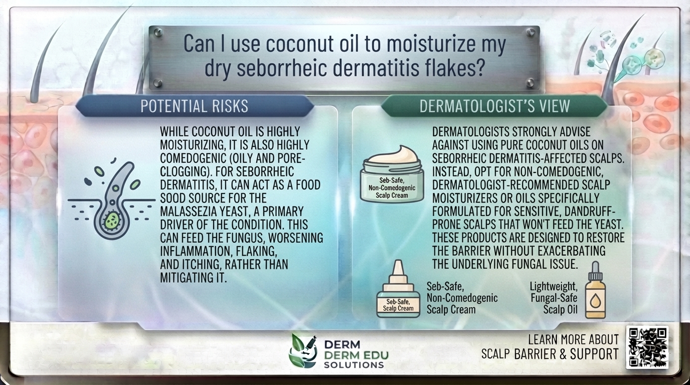 Can I use coconut oil to moisturize my dry seborrheic dermatitis flakes