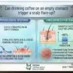 Can drinking coffee on an empty stomach trigger a scalp flare-up?