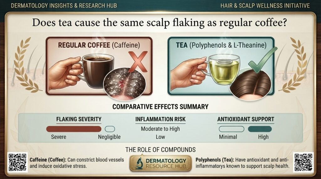 Does tea cause the same scalp flaking as regular coffee?