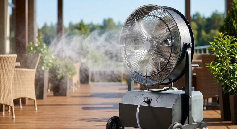 Fans that spray water mist
