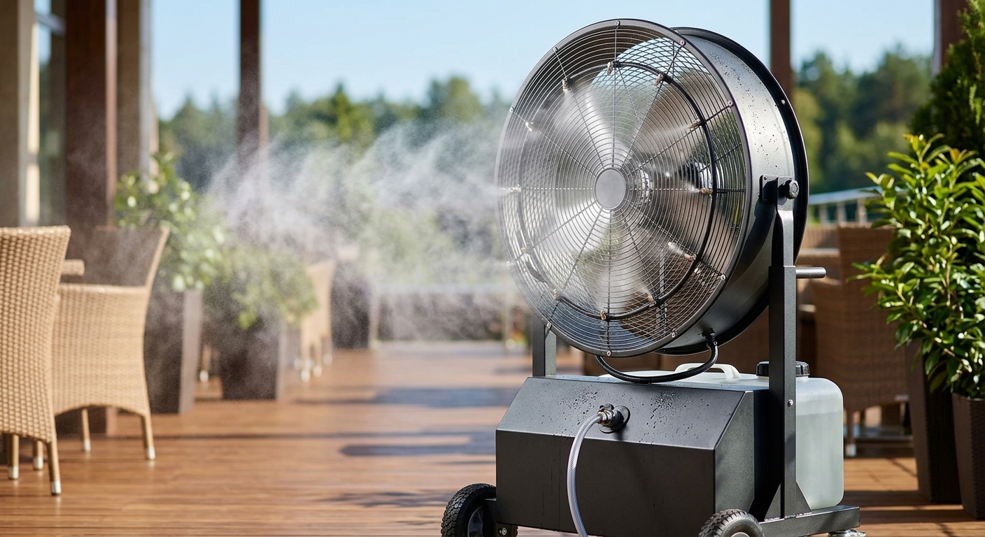 Fans that spray water mist