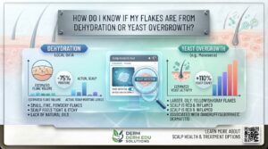 How do I know if my flakes are from dehydration or yeast overgrowth?