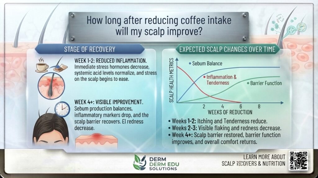 How long after reducing coffee intake will my scalp improve?