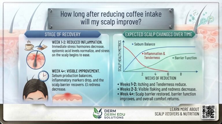 How long after reducing coffee intake will my scalp improve?