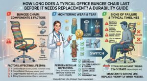How long does a typical office bungee chair last before it needs replacement