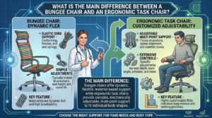 What is the main difference between a bungee chair and an ergonomic task chair