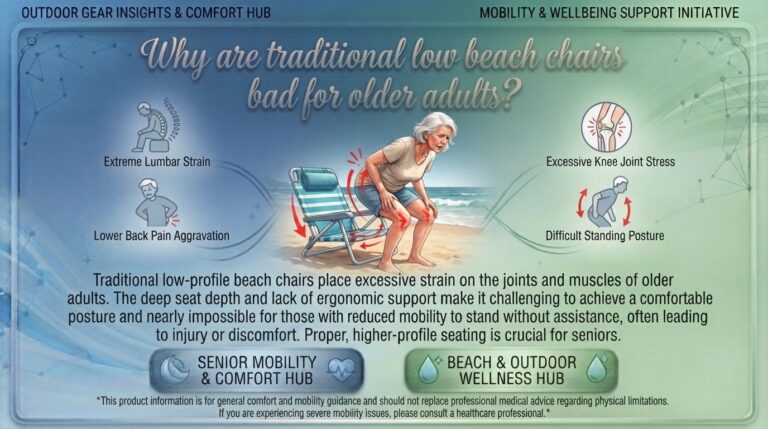 Why are traditional low beach chairs bad for older adults?