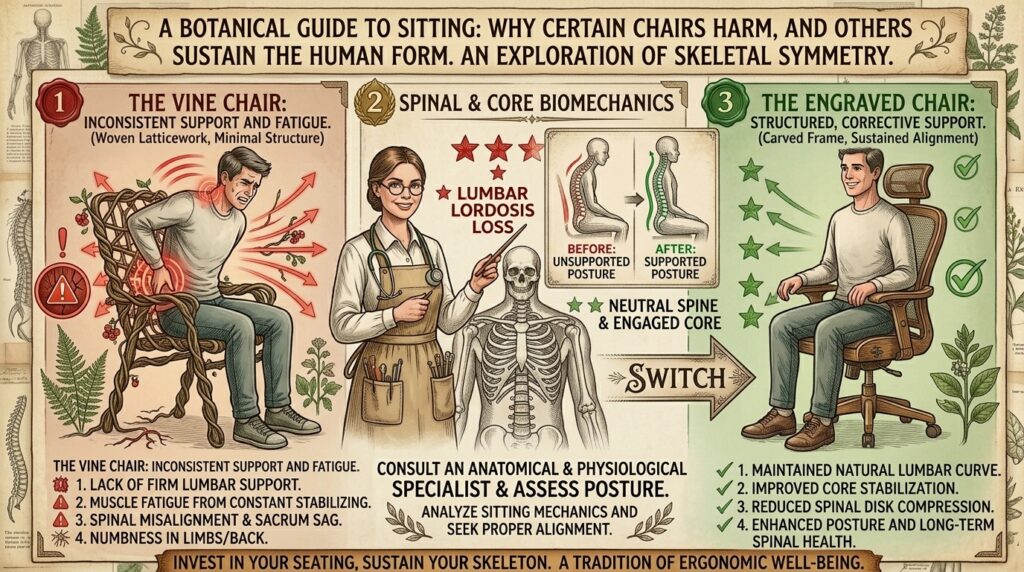 Why does my back hurt worse when I sit in a bungee chair for long hours