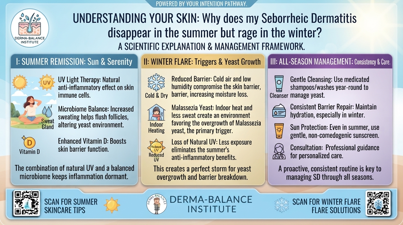 Why does my seborrheic dermatitis disappear in the summer but rage in the winter
