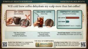 Will cold brew coffee dehydrate my scalp more than hot coffee