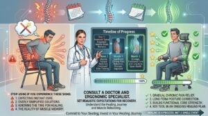 Will switching from my bungee chair to an ergonomic chair cure my chronic back pain instantly?