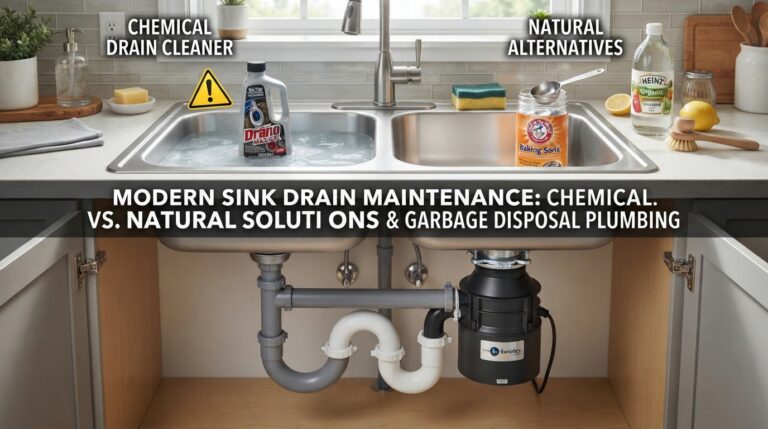 Can I use standard liquid drain cleaners in a kitchen sink with a garbage disposal?