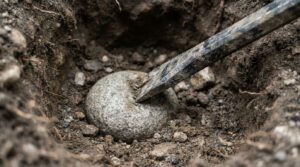 How do I prevent my digging bar from slipping when hitting round stones